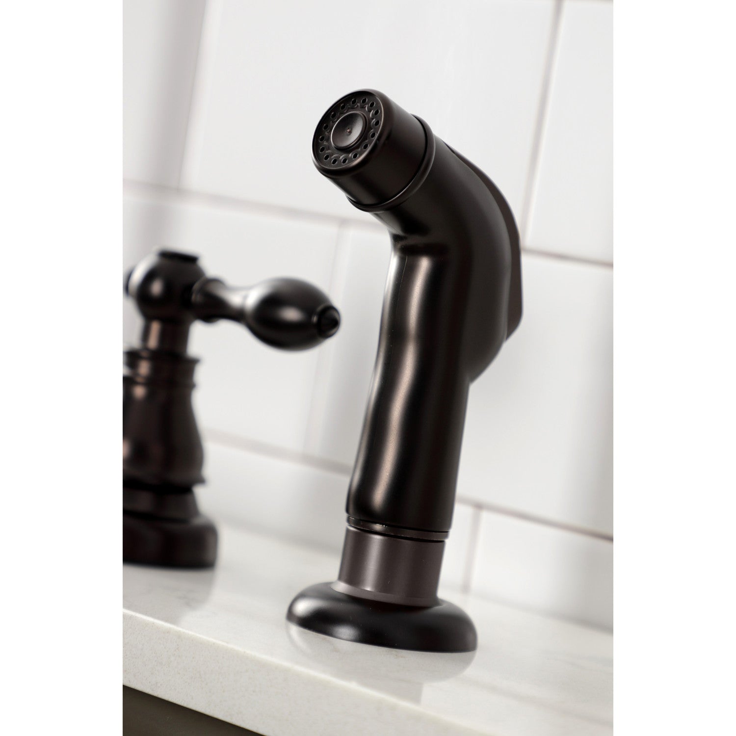 Kingston Heirloom KB725ACLSP - American Classic Two-Handle 4-Hole 8" Centerset Kitchen Faucet with Side Sprayer, Oil Rubbed Bronze — thumbnail 3